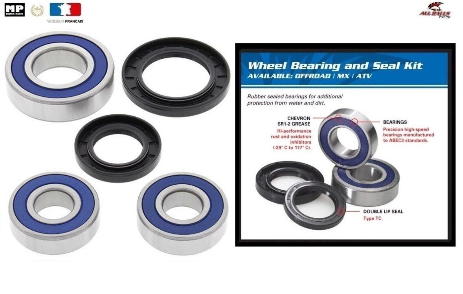 Kit roulement de roue arrière All Balls 25-1449 pour moto Triumph Tiger 1050 de 2007 à 2012