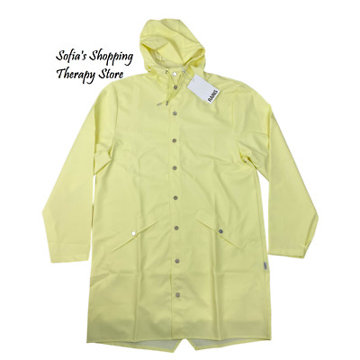 RAINS Hooded Rain Long Jacket Men's Small / Women's Medium Yellow Waterproof