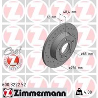 Zimmermann 2X Bremsscheibe Hinten Ø256 Mm Voll Gelocht FüR VW Golf V 1K1 1.4