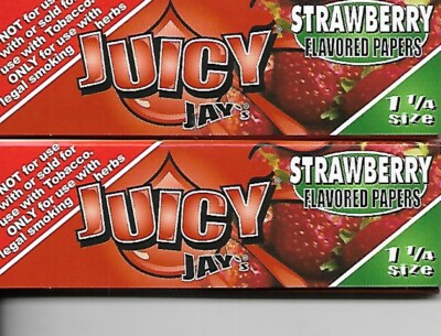 JUICY JAY'S STRAWBERRY FLAVORED HEMP CIGARETTE 1 1/4 ROLLING PAPERS 2 PACKS 