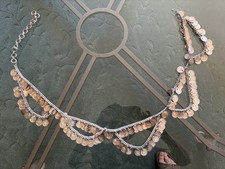 Belly Dancer Chain Belt Vintage 1970s Silver Finish Gypsy Coin Adjus. 262ME 