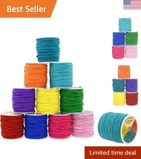 Durable 2mm Rainbow Cord - 16.5x10 Yds Elastic String for Crafting & Beading