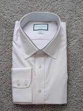 Charles Tyrwhitt Shirt 18/35 Light Pink Twill Classic Fit Button Up Non-Iron NWT