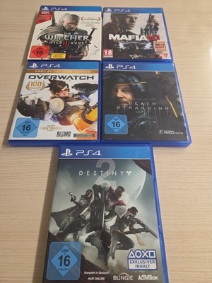 PS4 Spiele Bundle   Witcher 3, Death Stranding, Overwatch, Mafia III & Destiny 2