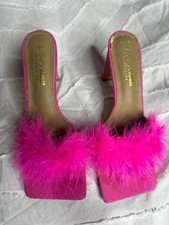 Ostrich Pink Feather Heels Size 10 Romantic Feminine -Fashion Nova Pink Pumps