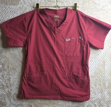 Blusa Médica Iguana Med para Mujer Pequeña Roja Cuello en V Manga Corta