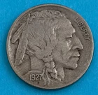 1927-P ~ BUFFALO NICKEL ~ 5 Cent Coin ~ U.S. Currency VF 5c ~ Sharp FULL DATE
