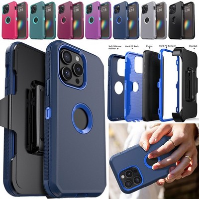 For iPhone 13 Pro Max Case Heavy Duty Shockproof Rugged Cover /Holster Clip Belt