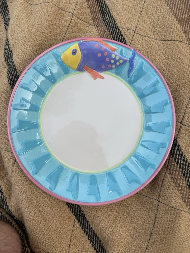 Juego de 7 auténticos platos de cerámica de pescado y estrellas de mar Bella Casa de Ganz Foto 4 de 4