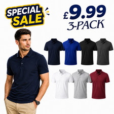 3P Mens Polo Shirts Pique Short Sleeve Regular Fit Premium Work Casual Plain Top
