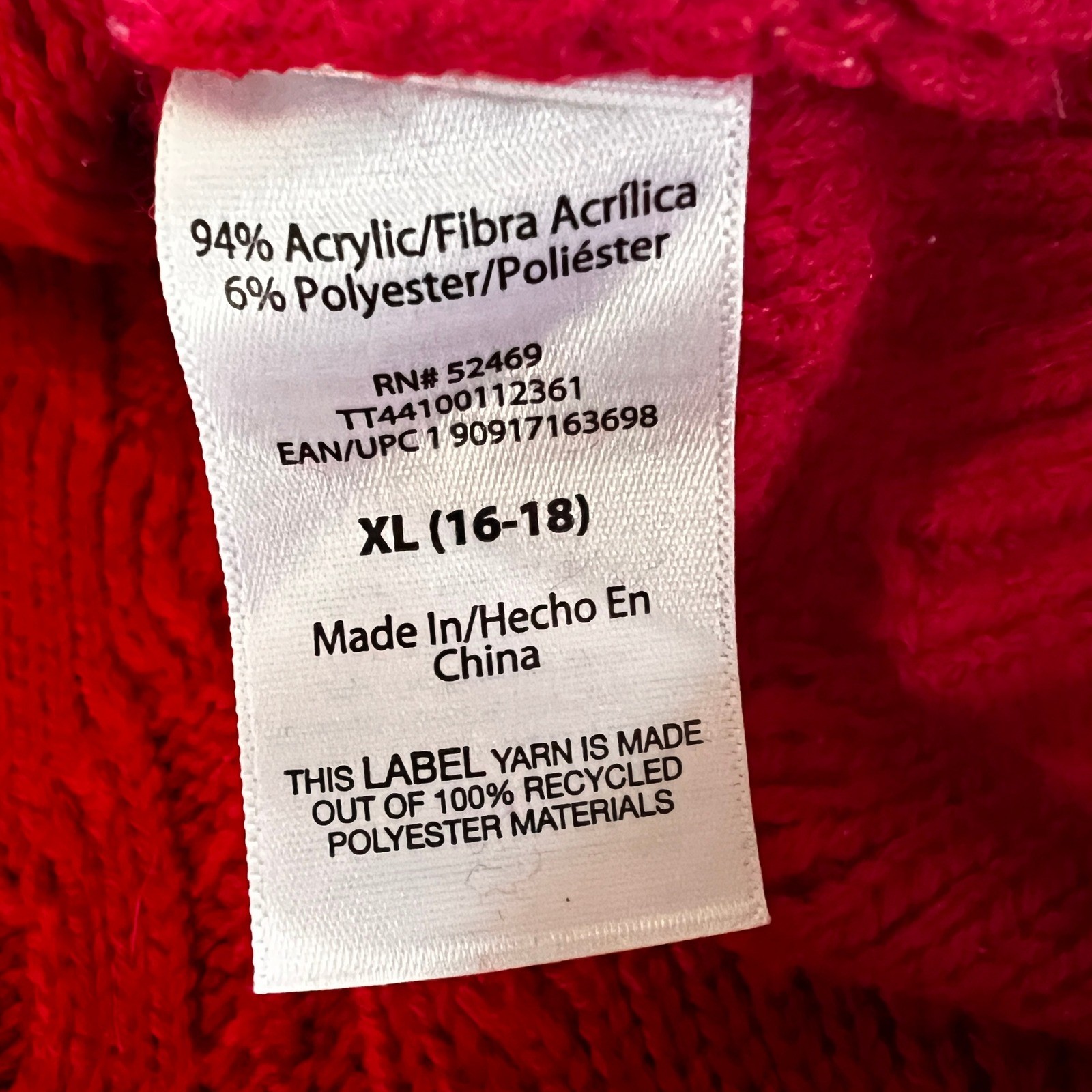 Womens Red Patchwork Cable Knit Texture Sweater X… - image 5