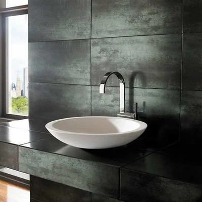 Großes rundes Becken Deva 515 mm weiß Steinharz