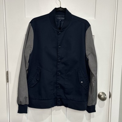 Five Four Jacket Men's Large Blue Button Up Bomber University College Letterman