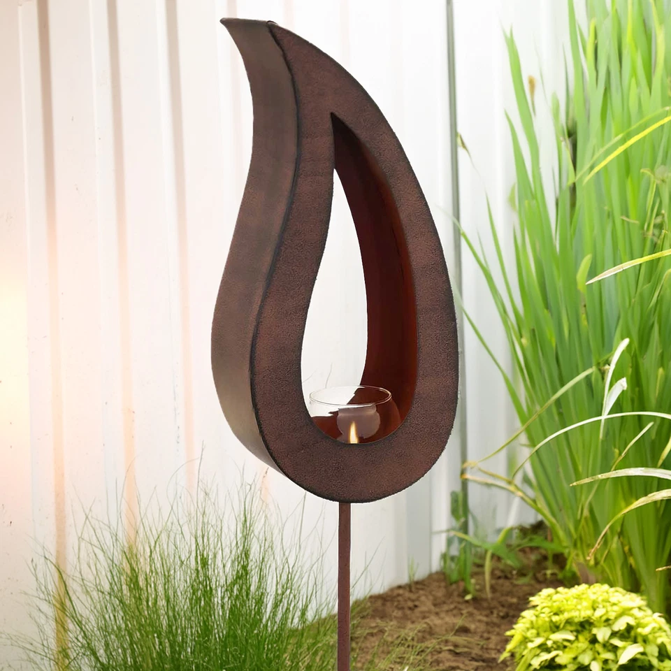 Edelrostoptik Metall Garten Deko XXL Kerze Tropfen Herbst Winter - Bild 3 von 4