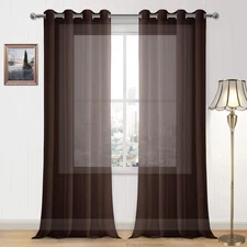 DWCN Semi Sheer Curtains 52x95" 2 Panels Faux Linen Grommet Top Bedroom Living R