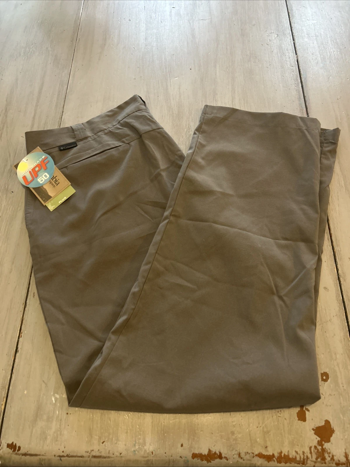 NWT Columbia Taupe World Traveler Straight Leg Pants Women's Sz 16W Pockets UPF