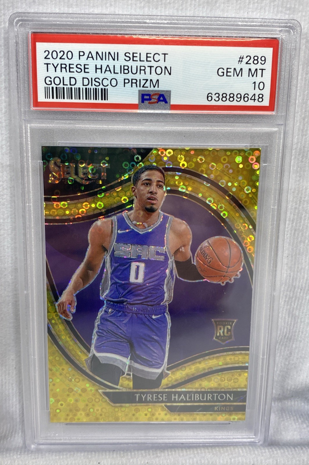 2020-21 Panini Select Courtside Tyrese Haliburton Gold Disco #'d 10/10 RC PSA 10