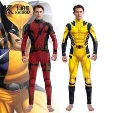 Marvel Cosplay Deadpool 3Costumes Wolverine Jumpsuit Halloween Accessories Party