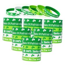 36pcs St. Patrick's Day Silicone Bracelets,Shamrock Rubber Wristbands
