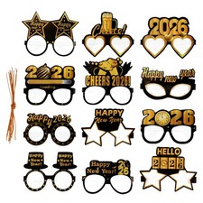 12 Pack New Year Glasses 2026, Silver Box Party Glasses in 12 Designs, L...