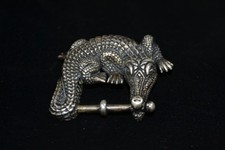 Vintage Barry Kieselstein-Cord Sterling Silver Alligator Belt Buckle 59.6 Gram .