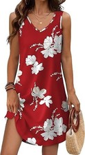 Womens Summer Dresses 2026 Loose V Neck Sleeveless Dress Sundresses Swimsuit Cov