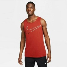 Image of Nike Swoosh logo Dri Fit Mens Vest top Sz 2XL Red training running gym sport