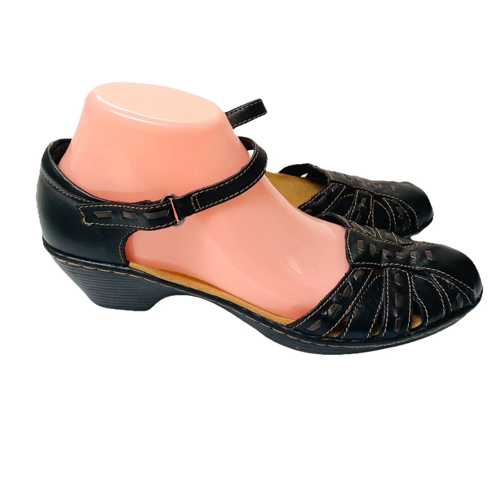 Sandali donna Clarks Collection comodi in pelle nera taglia 9 M novità