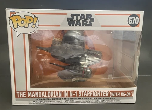 Funko Pop! Deluxe Star Wars: The Mandalorian In N-1 Starfighter With R5-D4 (New)
