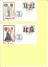 Berlin 1970 Ersttagsbriefe 2 FDC Mi 354-357 Jugend Minnesänger