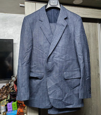 1960s vintage all worsted wool classic grayish blue 2 button suit 40R