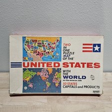 VINTAGE TWO IN ONE PUZZLE MAP OF THE UNITED STATES 100 COMPLETE