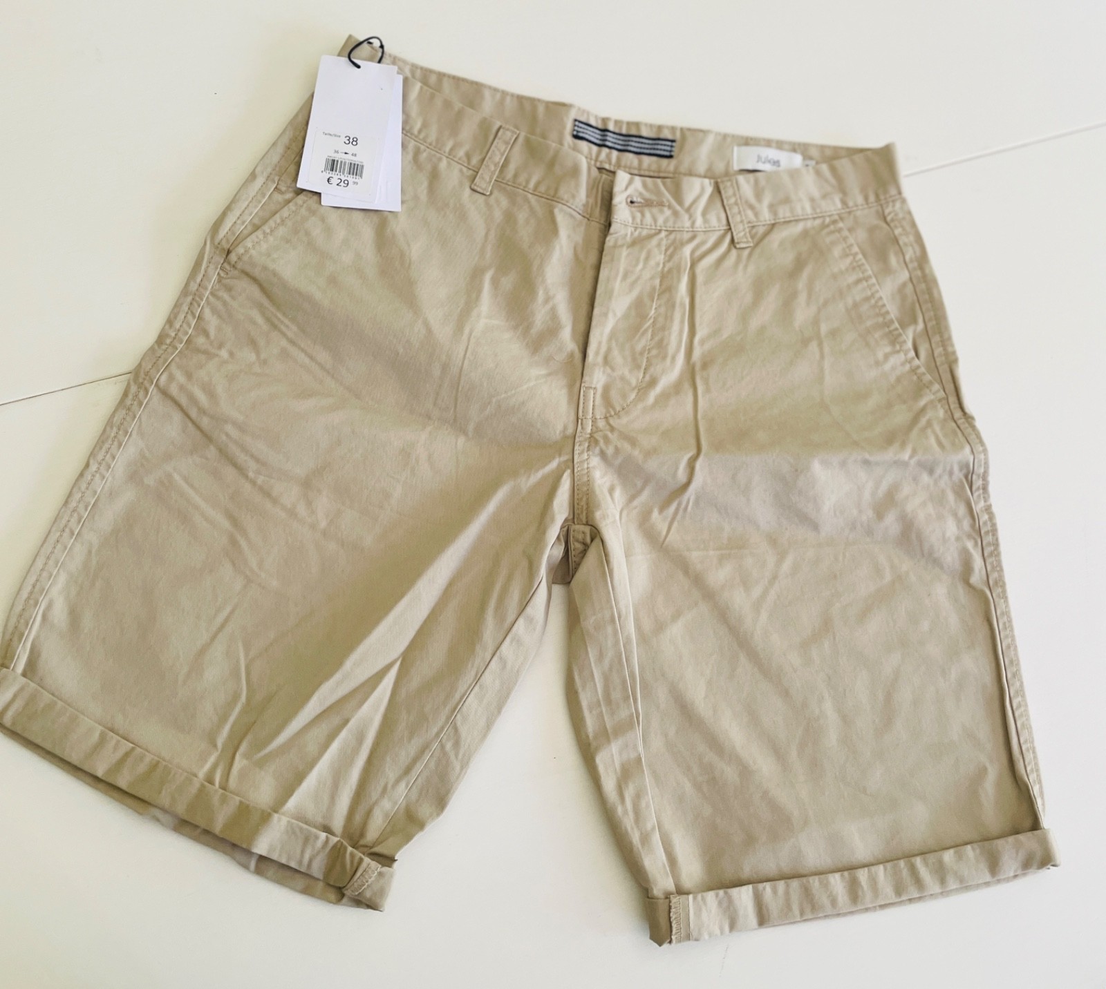 Jules Tan Shorts for Men in 100% Cotton Size 38 European Style French Brand