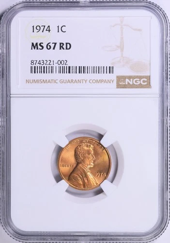 1974 Lincoln Cent NGC MS67 RED