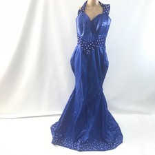 Womens Dress Size S African Kanga Maxi Dashiki Ethnic Long Embellished Blue READ