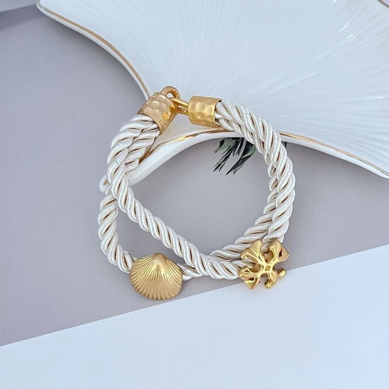 ¡Nuevo! Pulsera de cuerda con logotipo Tory Shell marfil con bolsa de joyería tamaño: 19 cm Foto 3 de 3