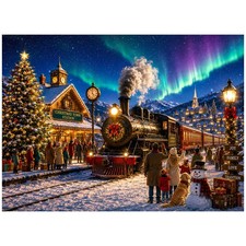 Christmas Train Northern Lights 500 Piece Jigsaw Puzzle