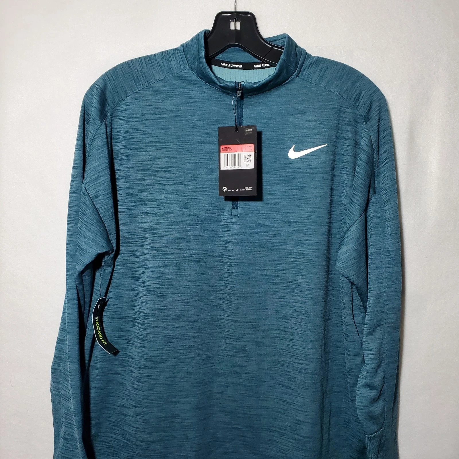 Nike Running Shirt Women's Large Dri-Fit Running Pullover Green Long Sleeve NWT