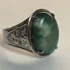 Men’s 925 Sterling Silver Vintage Cabochon Labradorite Ring Size 12