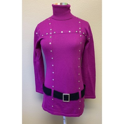 VTG  Obermeyer Sweater Small Wool Blend Apres Ski Tunic belted Y2K  Chic Rare