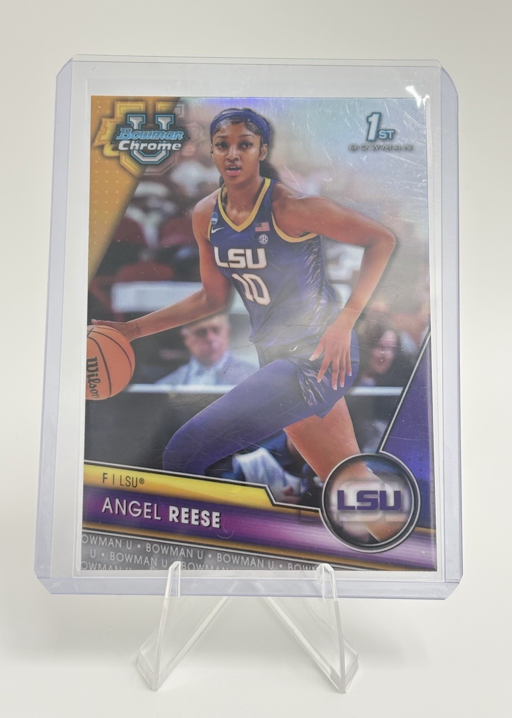 Topps 2023-24 Bowman Chrome Angel Reese Refractor Rookie 1st Bowman LSU #49