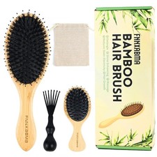 2 PCS Boar Bristle Hair Brush for All Hair Types Detangles Smooths Frizz