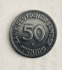 50 pfennig münze bank deutscher länder 1949 D