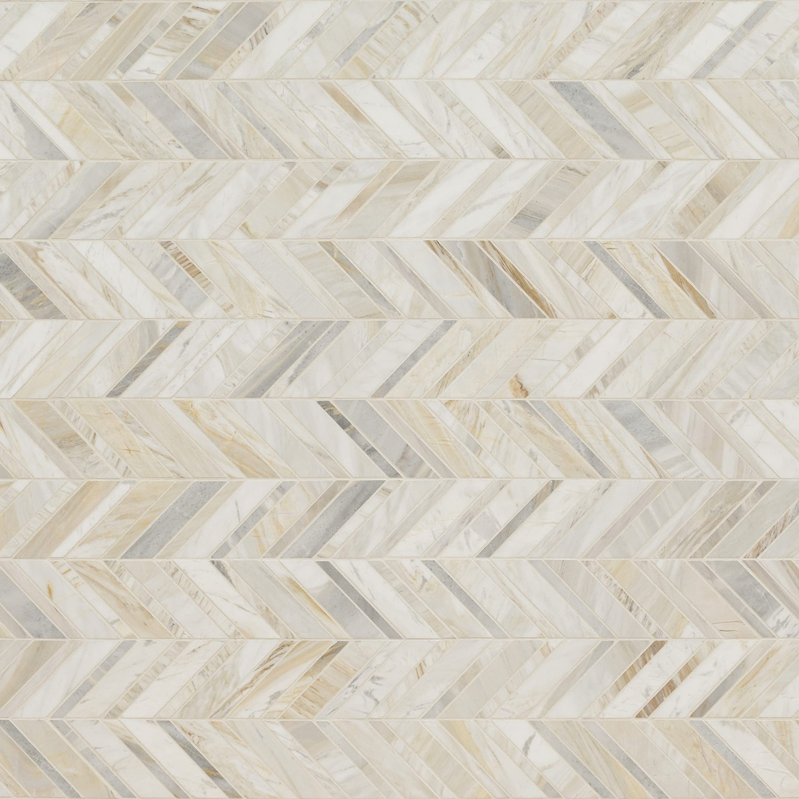 Athena Gold Chevron 12 in. x 12 in. Honed Marble Mesh Mounted Mosaic Tile for...