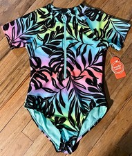 NWT Wonder Nation Tropical Rash Guard 1 pc Girls Size 7/8 Short Sleeve UPF 50