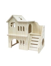 Hamster Hideout Cage Accessories House Habitat Wooden Hut Climbing Ladder