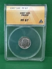 1957 Roosevelt Silver Proof Dime  ANACS PF 67 HOT specimen!!