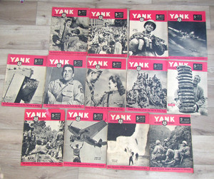 13 YANK ARMY MAGAZINE 1944 / 1945 WEEKLY WWII MILITARY LOT