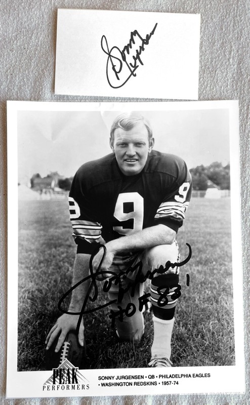 Sonny Jurgensen (1934-2026) - Football HOF -  Redskins, Eagles - Autographed Set