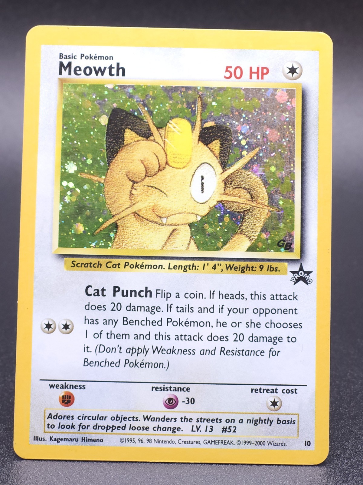 Meowth Promo 10 - Black Star GB Game Boy Stamped - Holo Rare Pokemon Card - LP